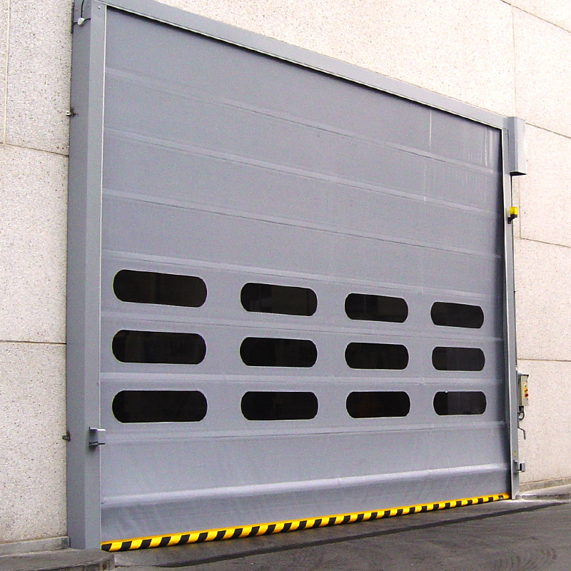 Armazém de porta de empilhamento de PVC de alta velocidade industrial à prova de vento
